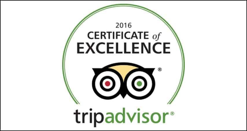 NO5 EARNS 2016 TRIPADVISOR CERTIFICATE OF EXCELLENCE